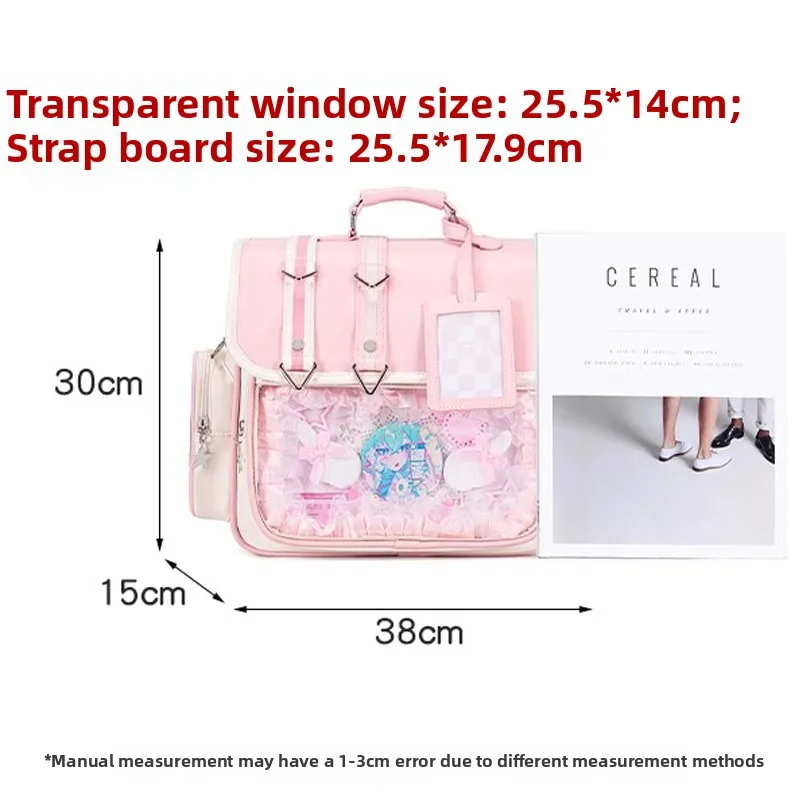 

Розовая японская сумка от боли, диагональная сумка, большая сумка Capaci, двойная сумка на плечо, женская сумка с обезболивающим слоем, прозрачные элементы aron