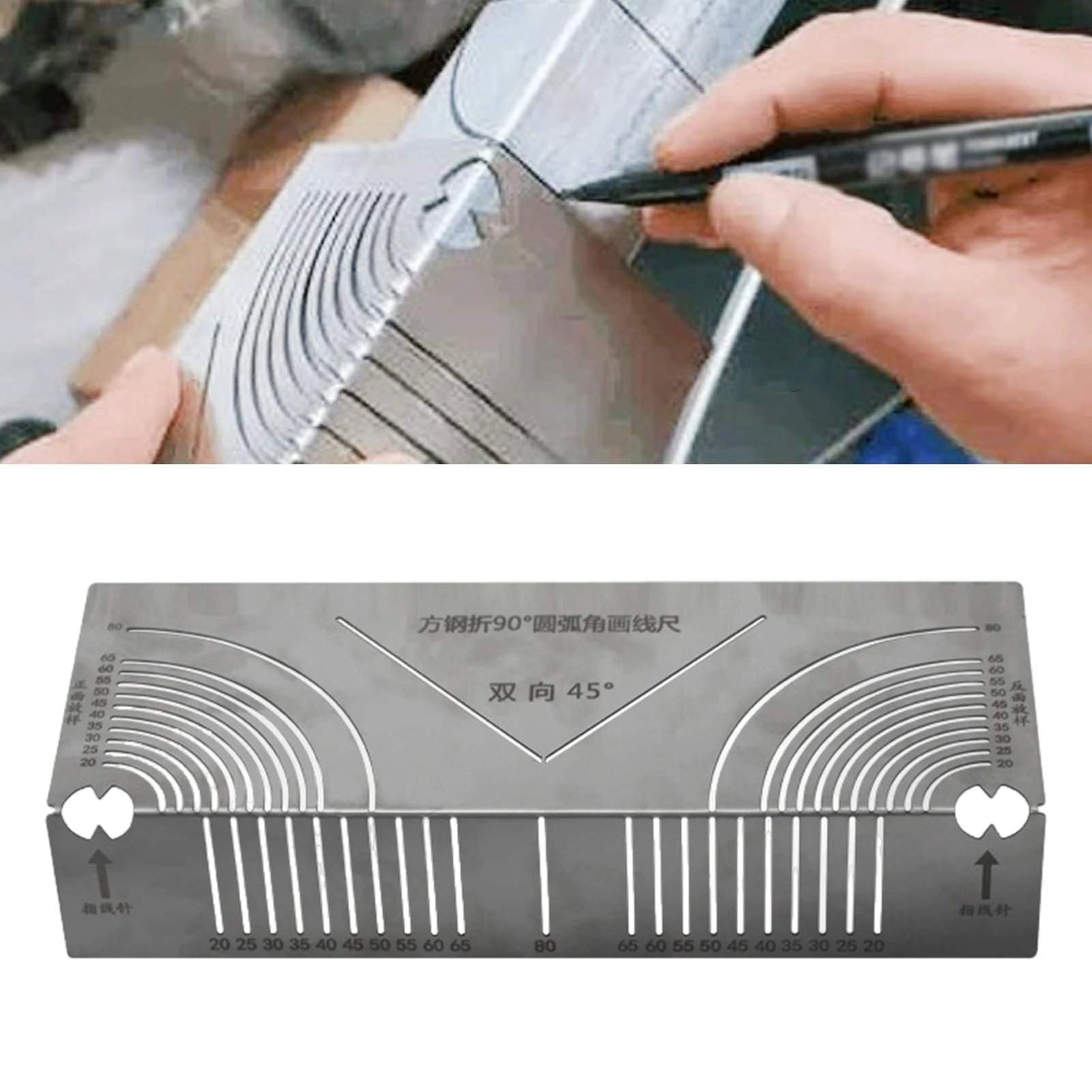 Angle Arc Marking Tool Ruler Ergonomic Design DIY Dual-Purpose Scriber Pipe Cutting Guide Tool