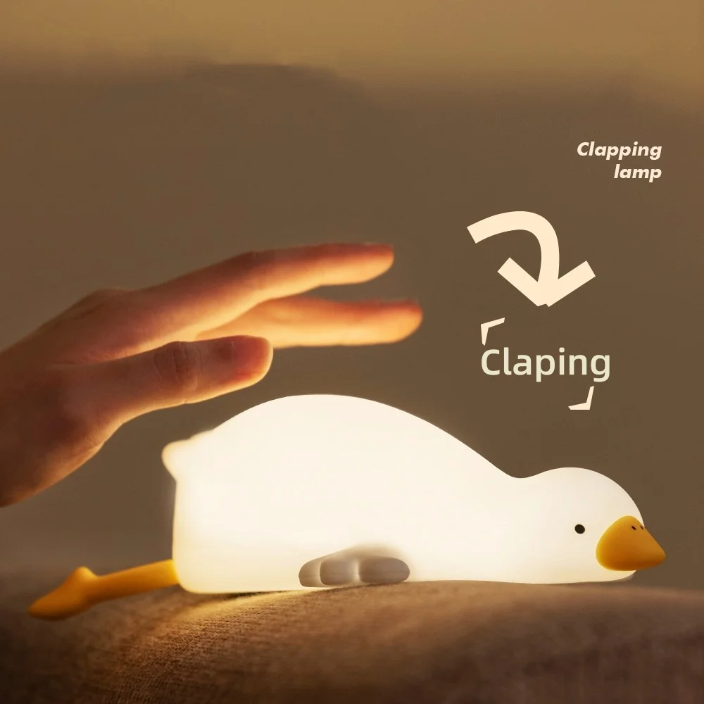 Led Children Night Light Duckling Rechargeable Lamp USB Silicone Squishy Sleeping Bedroom Desktop Decor Lamp Child Holiday Gift