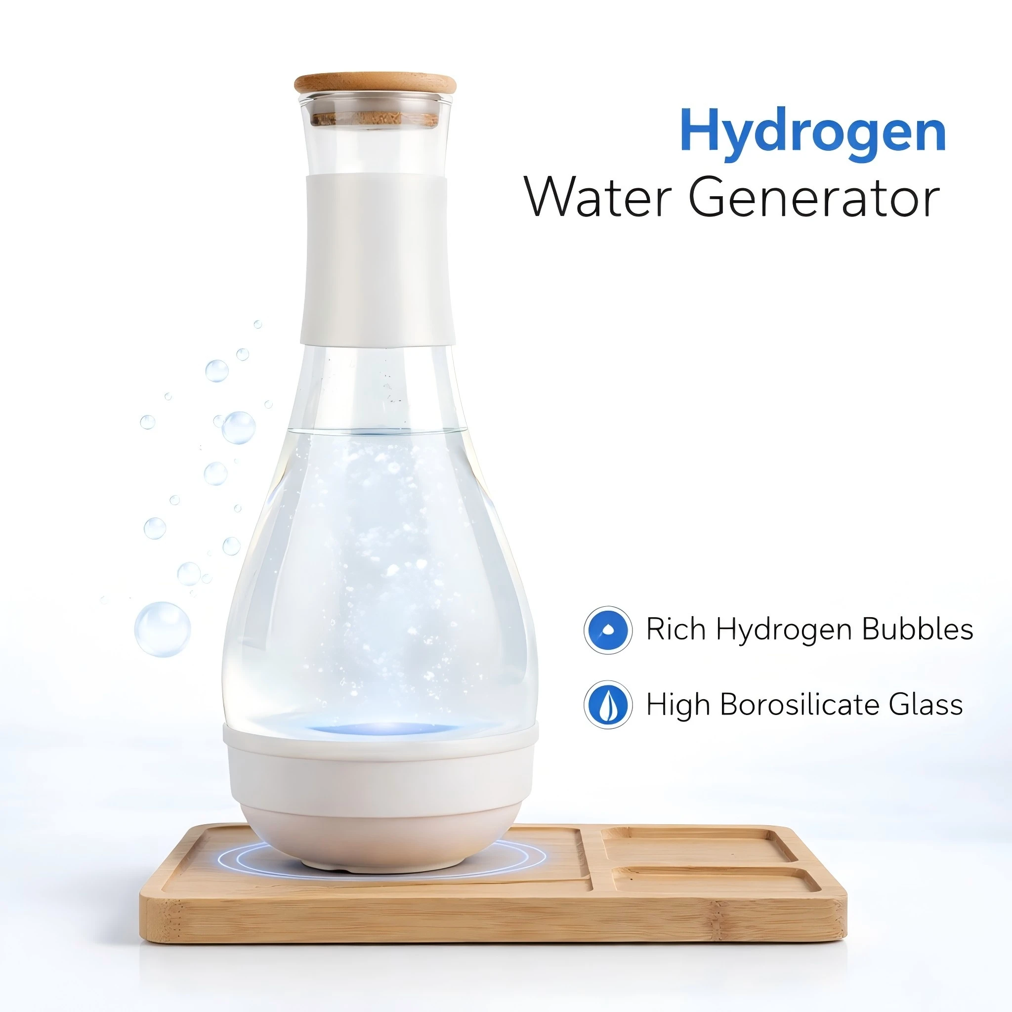 

2000ppb High Concentration Hydrogen Water Generator SPE PEM Desktop Glass Carafe Antioxidant Health Ionizer Water Maker Device
