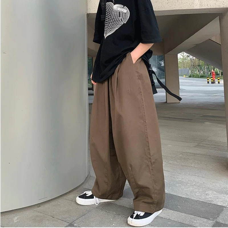 Wide Leg Pants Women Chic S-4XL Solid Casual Clothing Japan Style Students College Boyfriend All-match High Waist Lady Harajuku