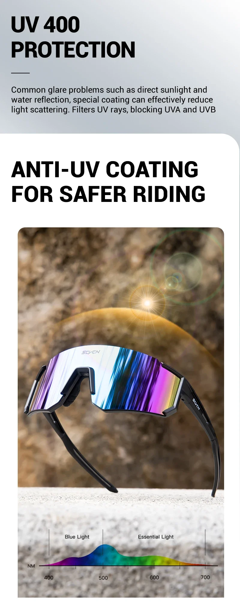SCVCN Heißer Radfahren UV400 Sonnenbrille Männer Frauen MTB Outdoor Fahren Fahrrad Brille Sport Klettern Schutzbrille Fahrrad Brille – Detail 6