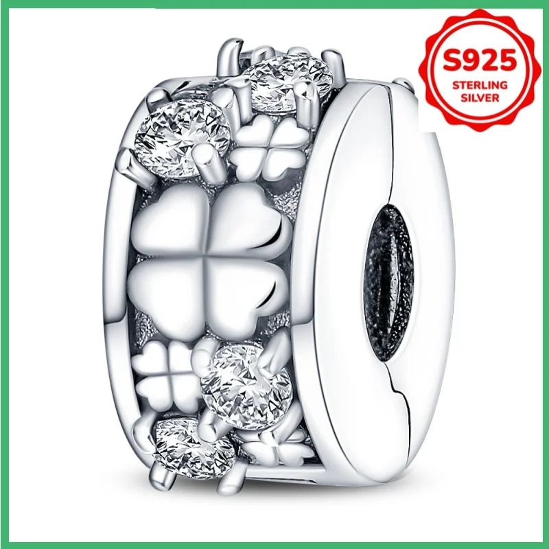 

925 sterling silver original clover charm beads DIY bracelet necklace engagement birthday jewelry gift