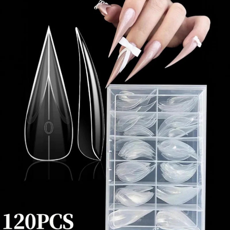 

120 шт., 3D прозрачные накладные ногти с когтями орла, съемные накладные ногти, DIY дизайн ногтей, украшения для маникюра, салон