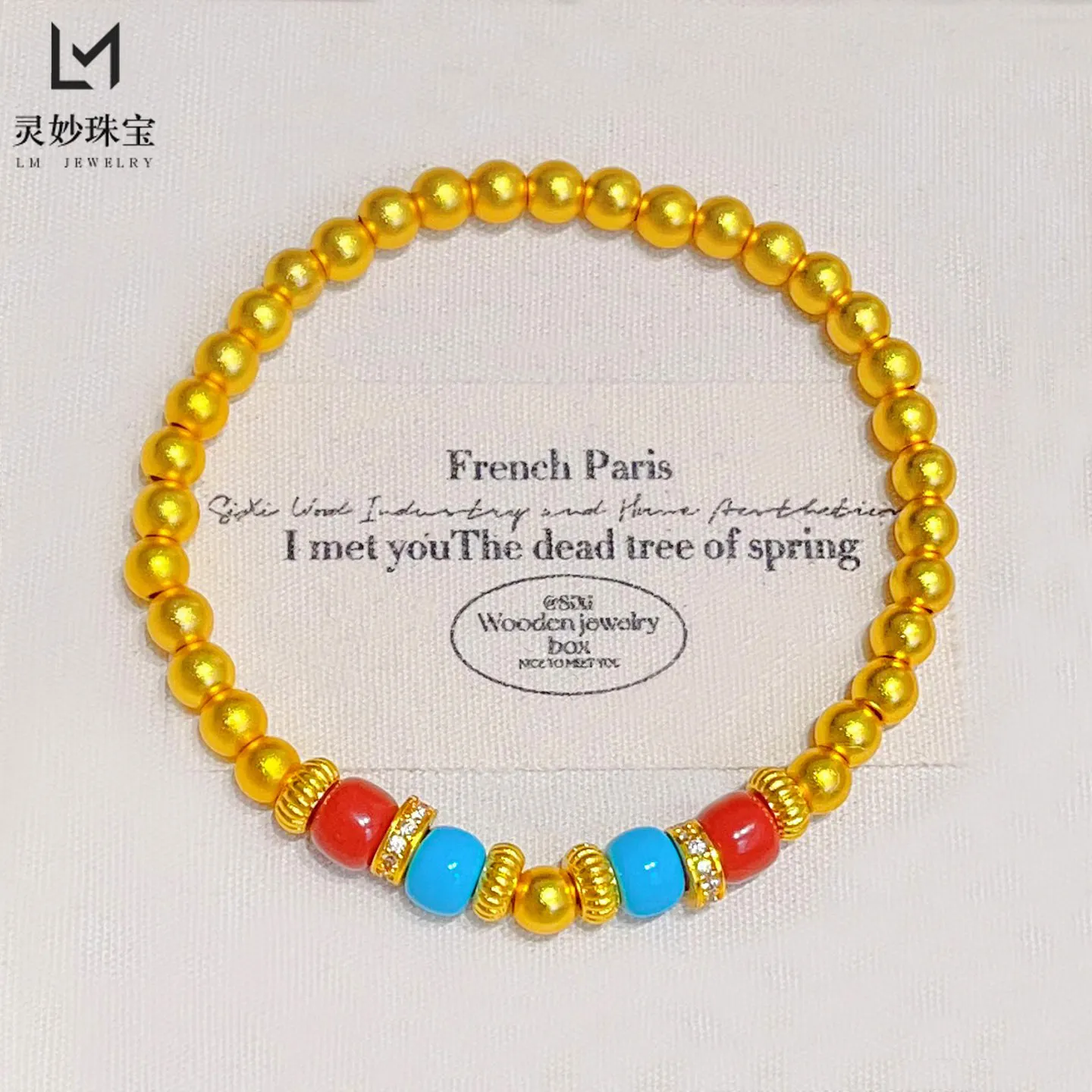 

Festive Bracelet Women's 24K Gold AU999 - Gold Matte Bead Bracelet, Apple Fortune Bead Chinese Style, Festival Style