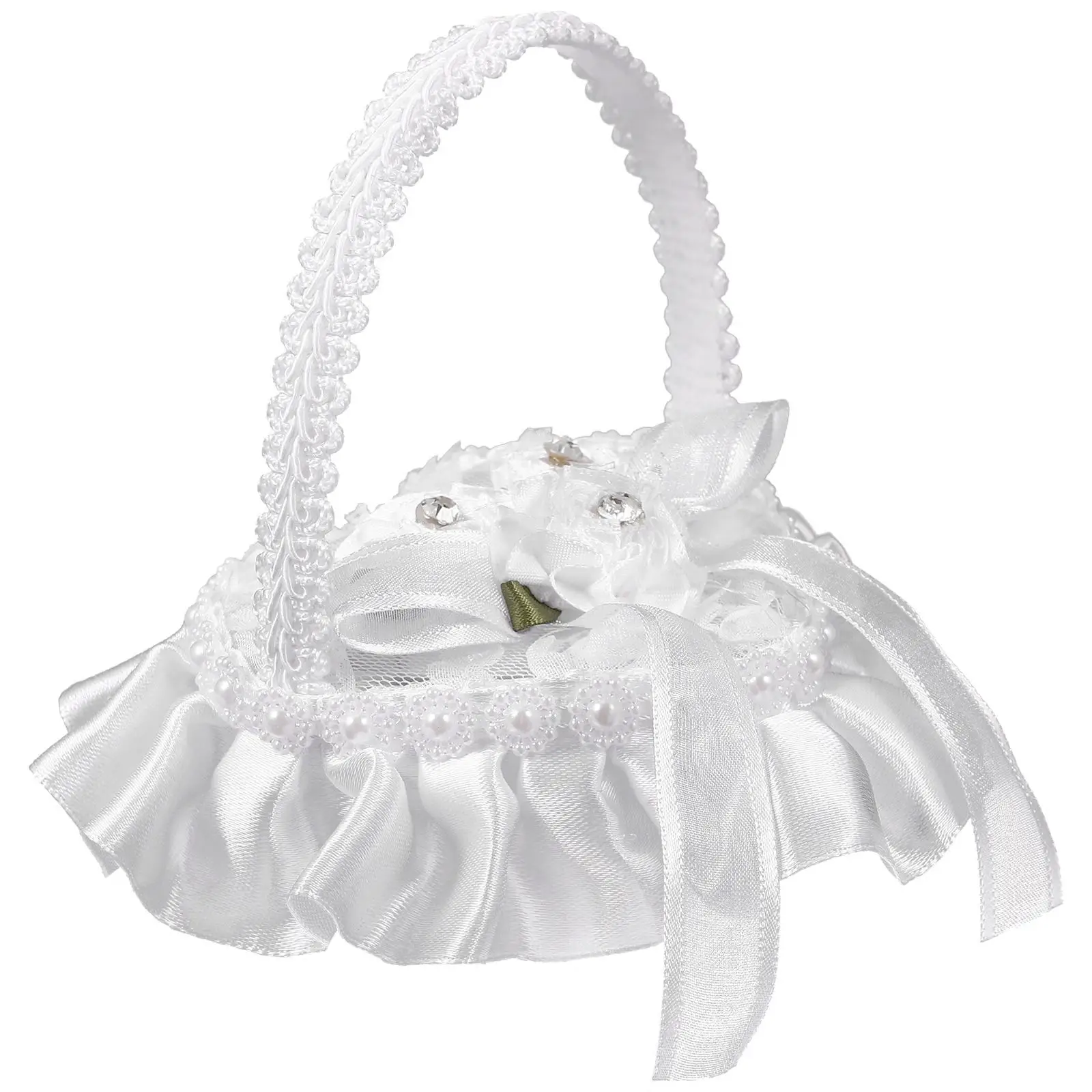 

Small Stand Lace Ring Pillow White Throw Pillows Wedding Bracket Satin Decoration Bride