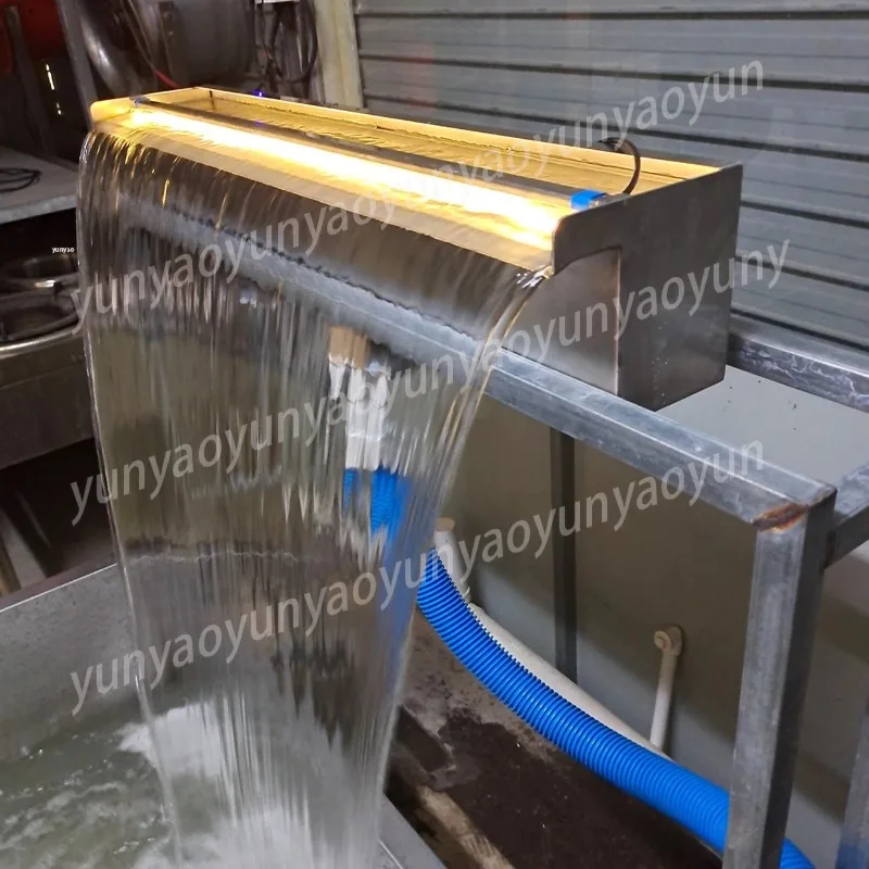 Stainless Steel Water Curtain Wall LED Fountain for Courtyard Rockery Outdoor Flowing Water Landscape