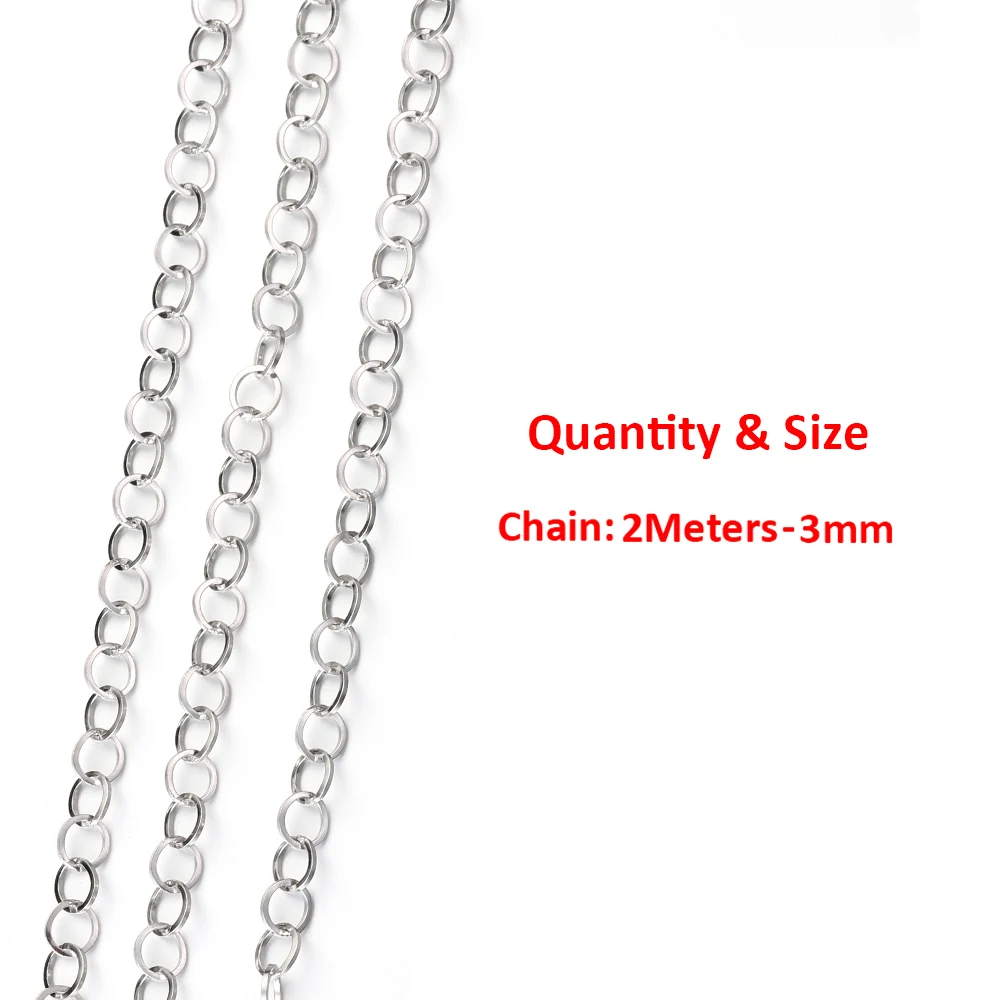 2 Meter 1 Meter Hochwertige Edelstahl-Drehketten für DIY-Halsketten, Armbänder, Kleidung und Schmuckherstellung Zubehör – Detail 15