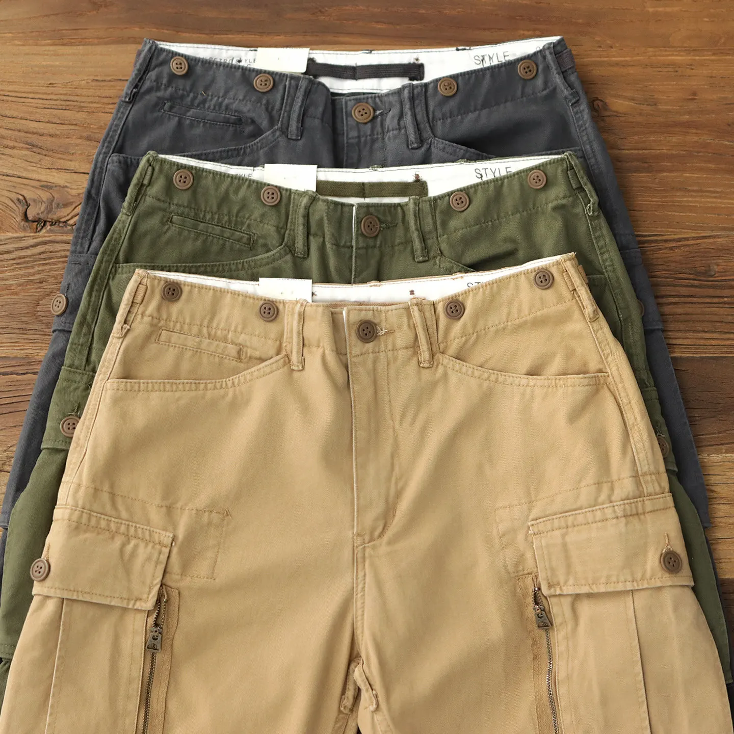 

Новые мужские брюки карго в американском ретро-стиле, весна 2026, из 100% хлопка, прямые, повседневные, свободные, с множеством карманов