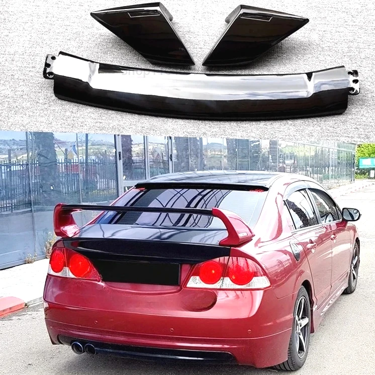 Para Honda Civic 2006 2007 2008 2009 2010 2011 2012 2013 2014 2015 ABS FD2 tres piezas alerón Civic cubierta de maletero de coche ala trasera