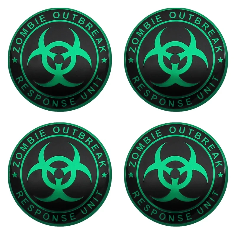 Aluminum 4Pcs 56mm Zombie Outbreak Badge Car Wheel Center Hub Caps Emblem Stickers For BMW KIA Honda Toyota Audi Skoda Dodge