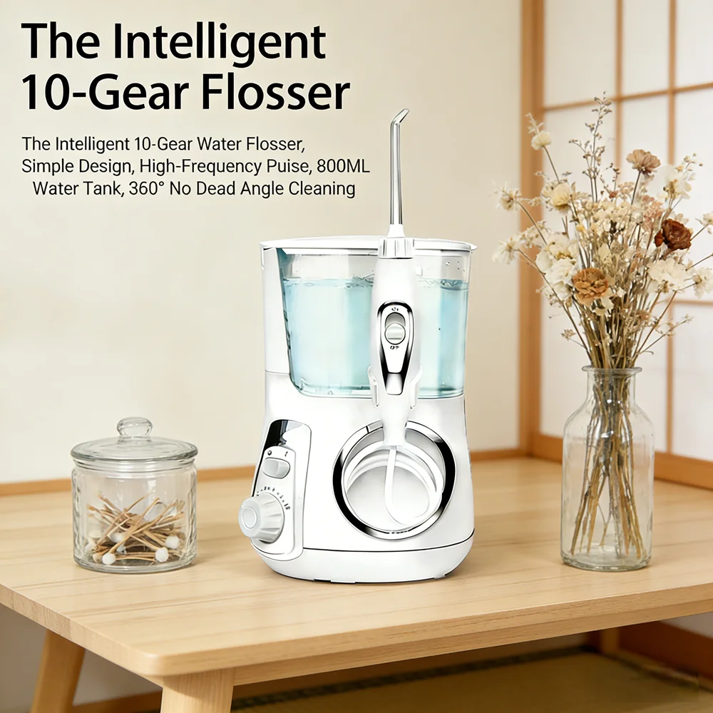 

Электрический ирригатор для полости рта с 10 режимами, 5 насадками, резервуаром 800 мл, для домашнего использования, против неприятного запаха изо рта