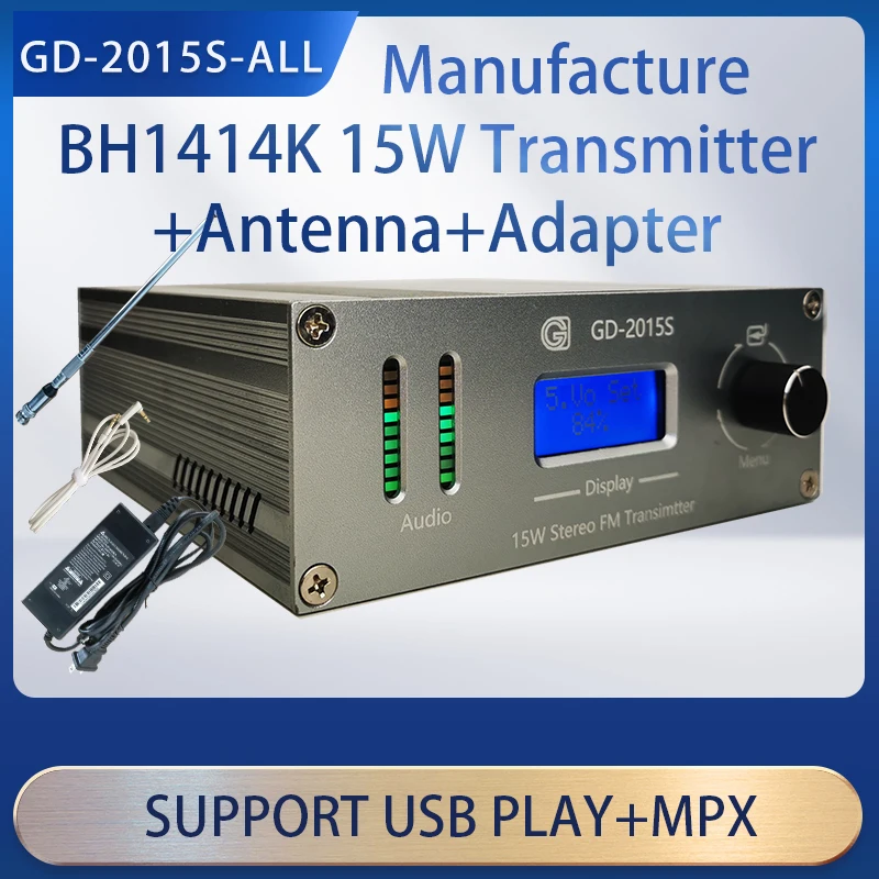 

FM-передатчик 15 Вт Radio Station frequency：76-96MHz transmitter+antenna+adapter