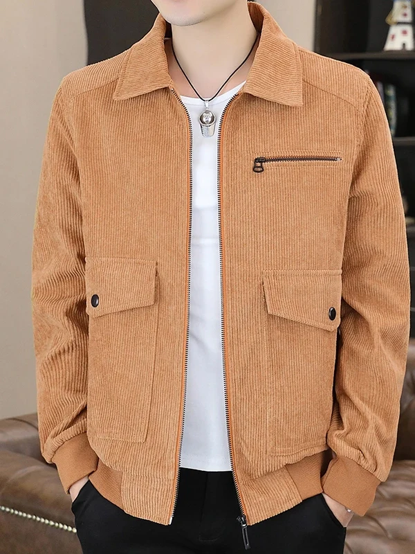 

Loose Fit Casual Collar Jaet for Men Spring Autumn New Sle Trendy Brand Large Size American Coat Breathable Polyester Fiber