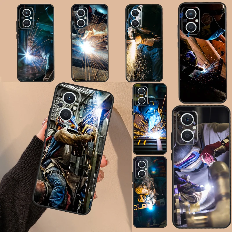 Welder Welding Hot Metal Worker Case For OPPO Reno 8T 8 Pro 7 5 4 6 Lite 2Z 4Z 5Z OPPO Find X5 X6 Pro X2 Lite X3 Neo Cover