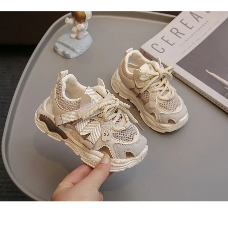 

Childrens Sport Sandals 2024 Spring Summer Casual Mesh Patchwork Soft Sole Breathable Shoes for Kids Boys and Girls Outdoor Wear