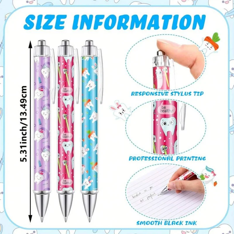 6/12/18 Pcs Tooth Shaped Retractable Ballpoint Pens Funny Dental Gifts For Dental Assistants/Nurses Gift For Halloween Christmas