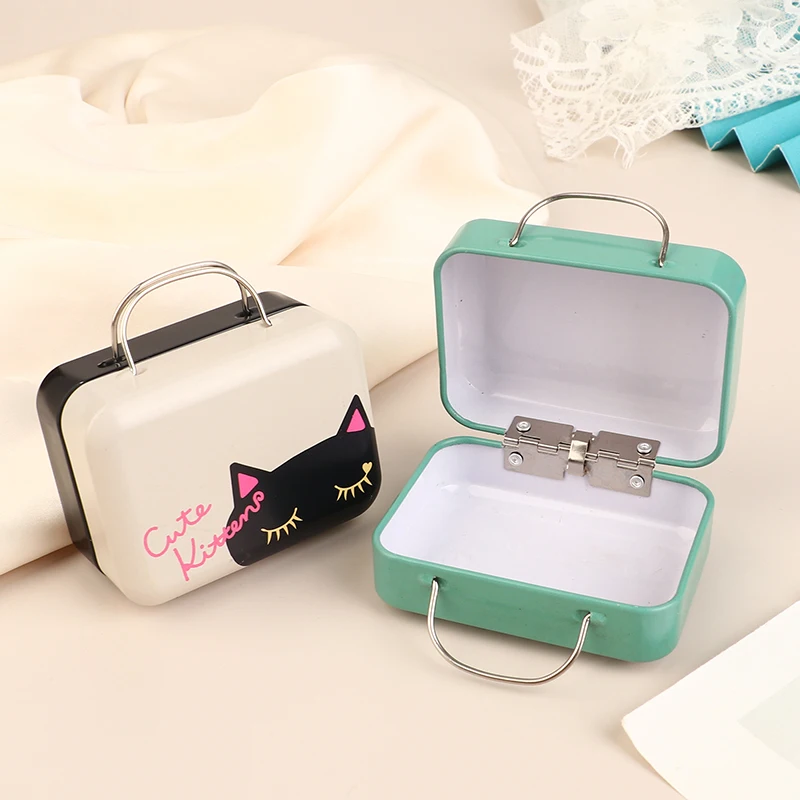 1Pcs Vintage Small Suitcase Storage Tin Metal Candy Box Gift Box Cookie Gift Box Sundries Organizer Storage Cans