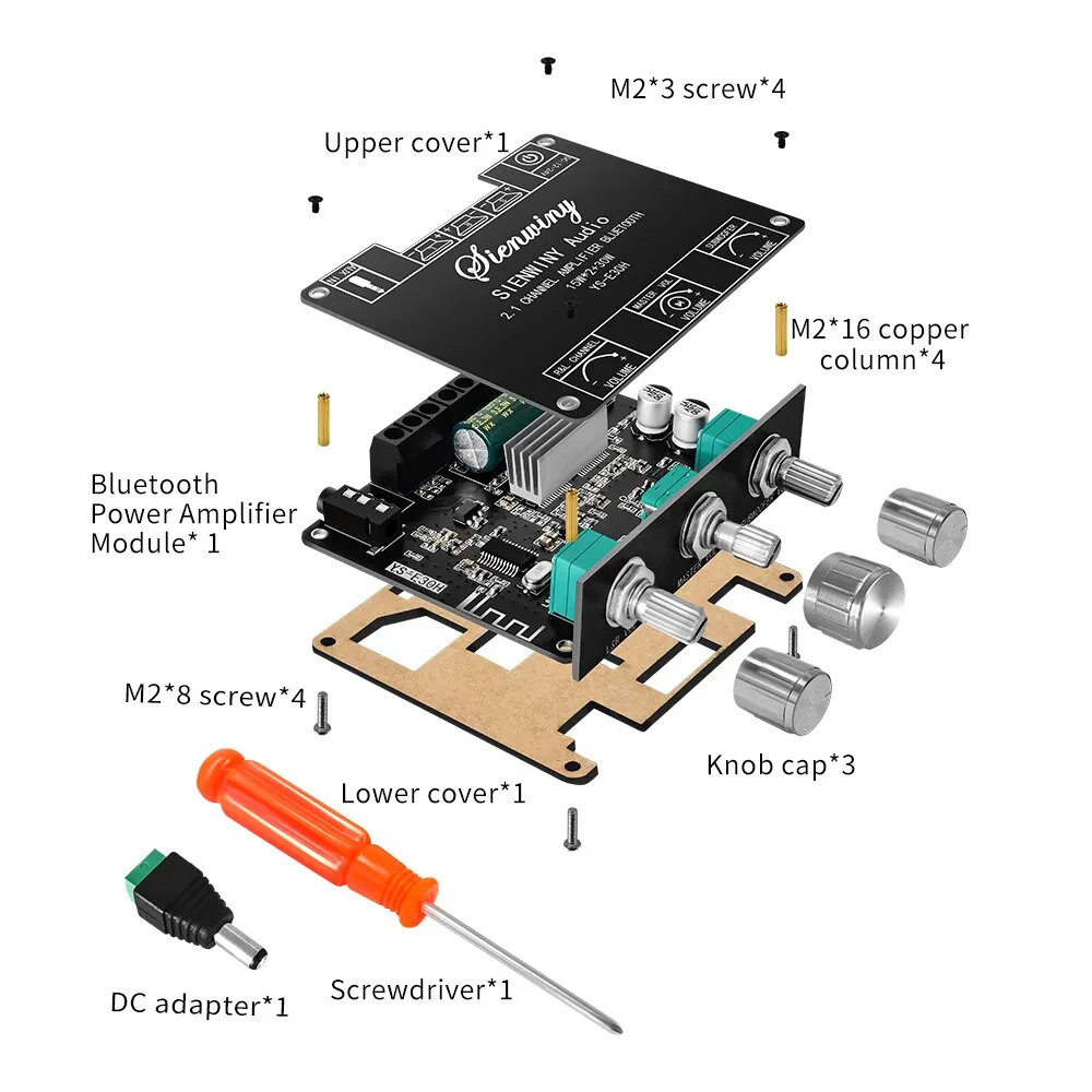 YS-E30H 2.1 Channel Bluetooth 5.1 Audio Power Amplifier Board 2X15W+30W High And Low Bass Stereo Subwoofer APP Module Audio AMP