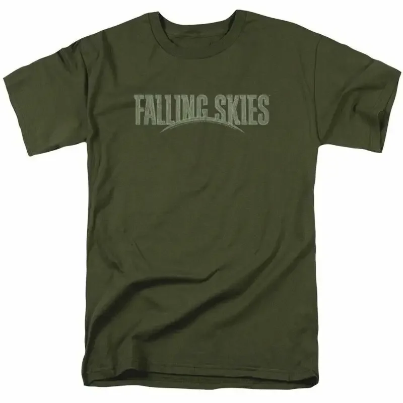 Camiseta con logotipo desgastado de Falling Skies, camiseta con licencia de ciencia ficción, Alien Tv, color verde militar