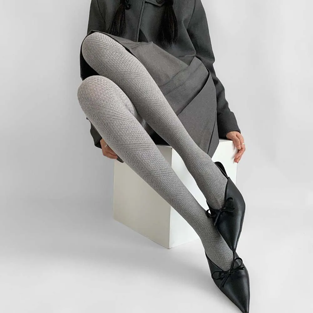 

Women Elegant Knit Pantyhose Elastic Spring Autumn Nylon Slim Fit Tights Casual Leggings Korean Style