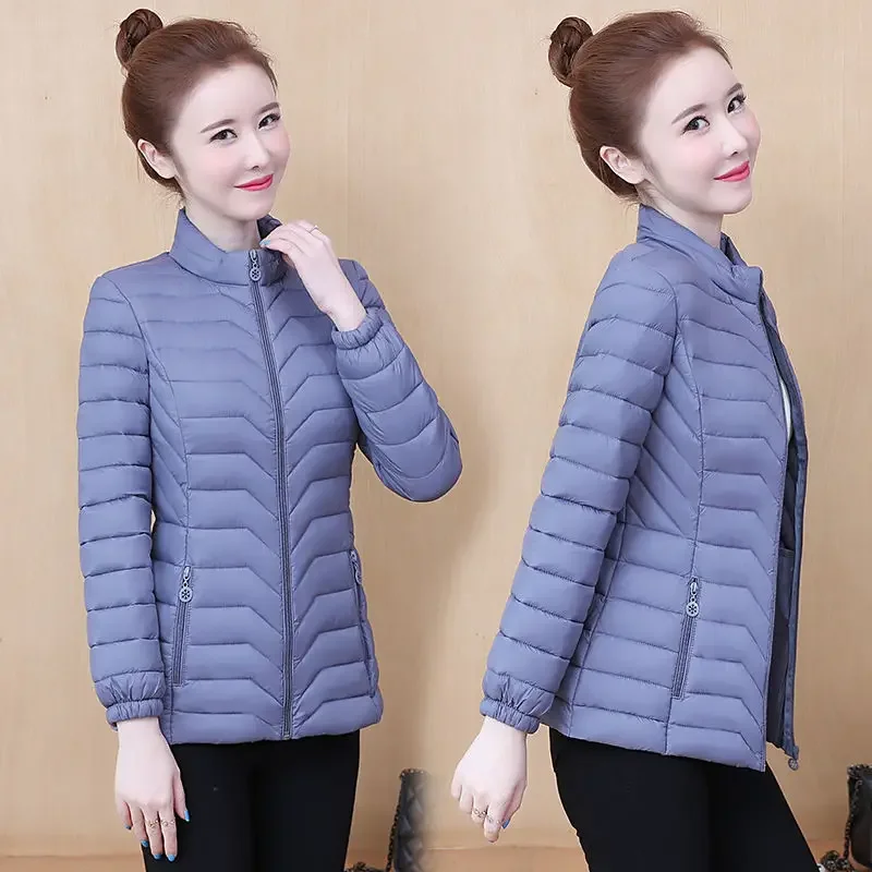 Fashion Women Puffer Jackets Ultralight Duck Down Cotton Jacket 2023 New Autumn Winter Long Sleeve Warm Coat Female Parka