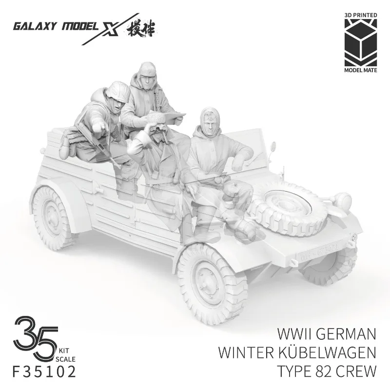 Galaxy F35102 1/35 WWII GERMAN WINTER KÜBELWAGEN TYPE 82 CREW 3D Printed