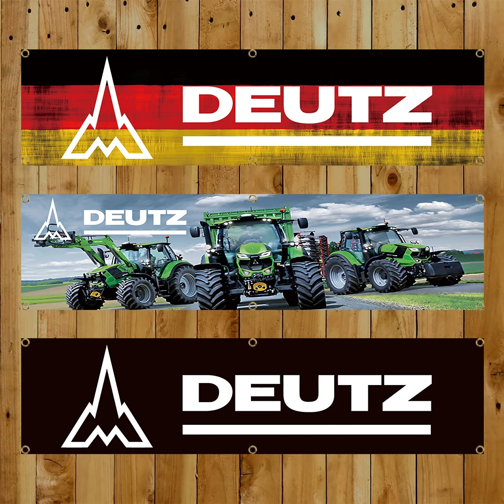 

60x240cm Deutzs AG Excavator Banner Flag Polyester Printed Excavator Flag For Decor