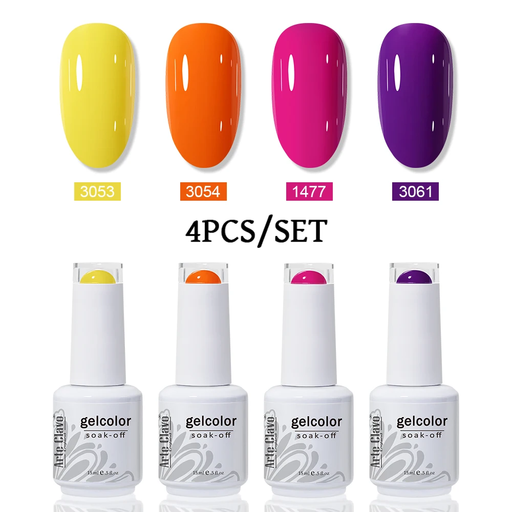 Arte Clavo 4 pezzi smalto UV gel vernici set 15ml nuova serie per unghie art manicure smalto semipermanente bisogno di base top coat