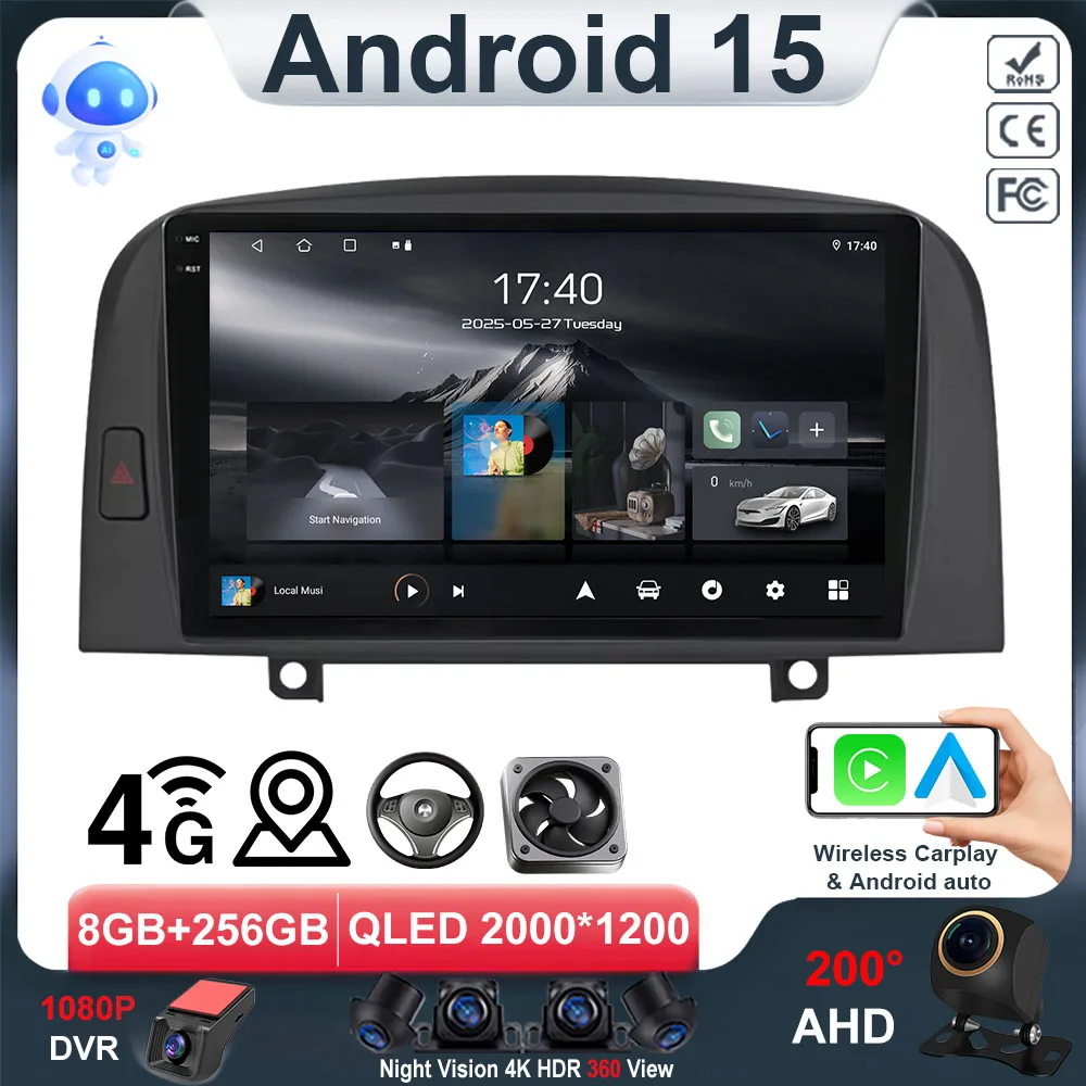 Android 15 For Hyundai SONATA NF 2004 - 2008 radio Multimedia Video player GPS navi Stereo 4G WIFI Carplay Touch Sceen Autoradio