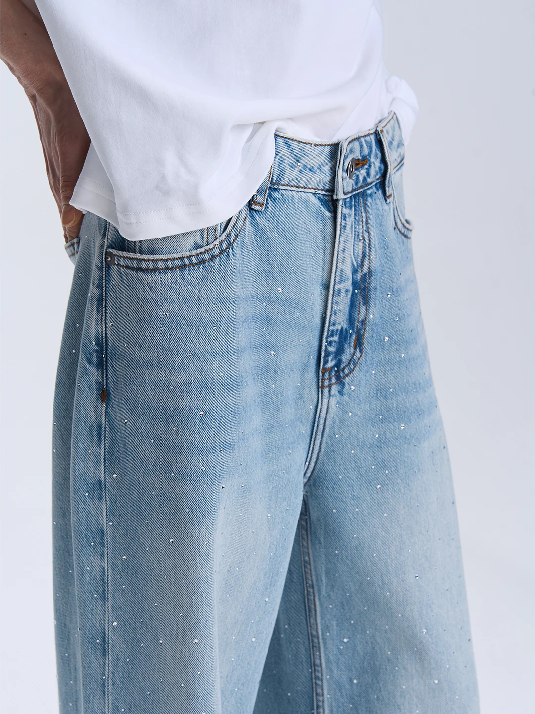 

Джинсы TOFOD Drill синие, ретро, с эффектом потертости, свободные, широкие, длинные, с высокой талией, из хлопка, повседневные, удобные, дышащие, весна-осень