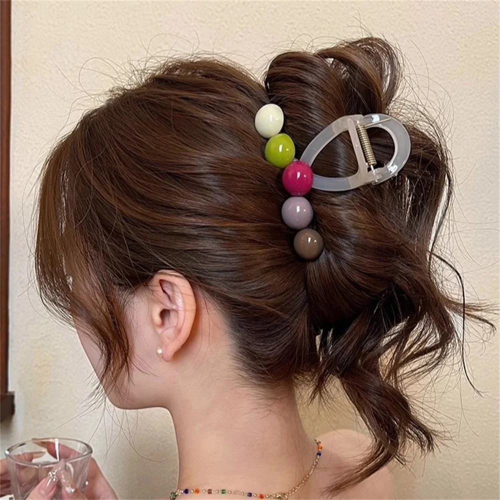 Retro Fashion Colorful Love Hair Crab Hair Claw Clip Elegant Ponytail Hairpin Sweet Hair Clip Barrettes Girl Hair Accessories