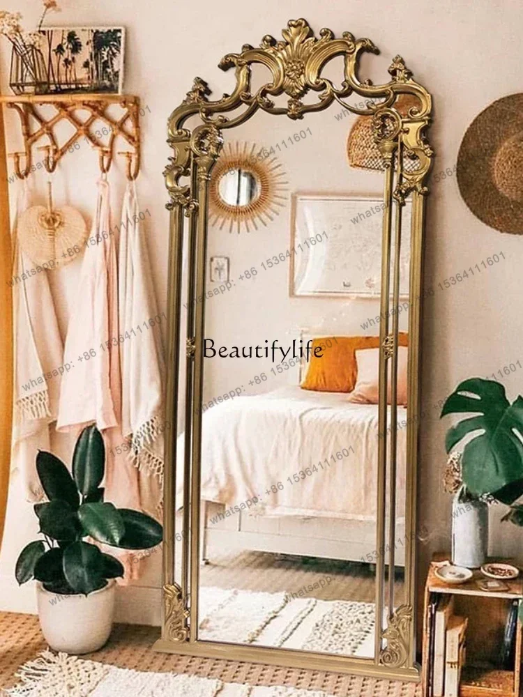 

X4 French nostalgic floor-to-ceiling mirror wall hanging old American and European luxury fitting mirror
