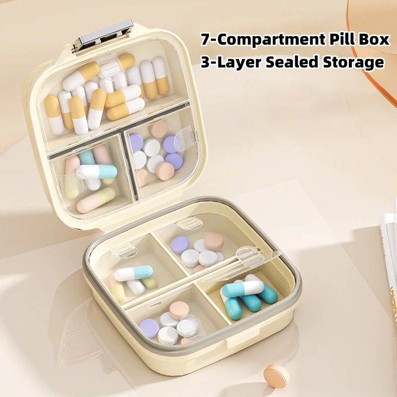 Mini portable pill storage box, travel portable small medicine box, mini plastic grid stylish small medicine box
