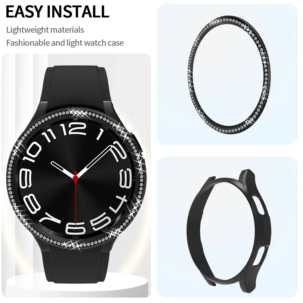 Case+Diamond Bezel for Samsung Galaxy Watch 6 Classic 43mm 47mm Matte Frame Protector Bumper for Watch 6 Classic Accessories