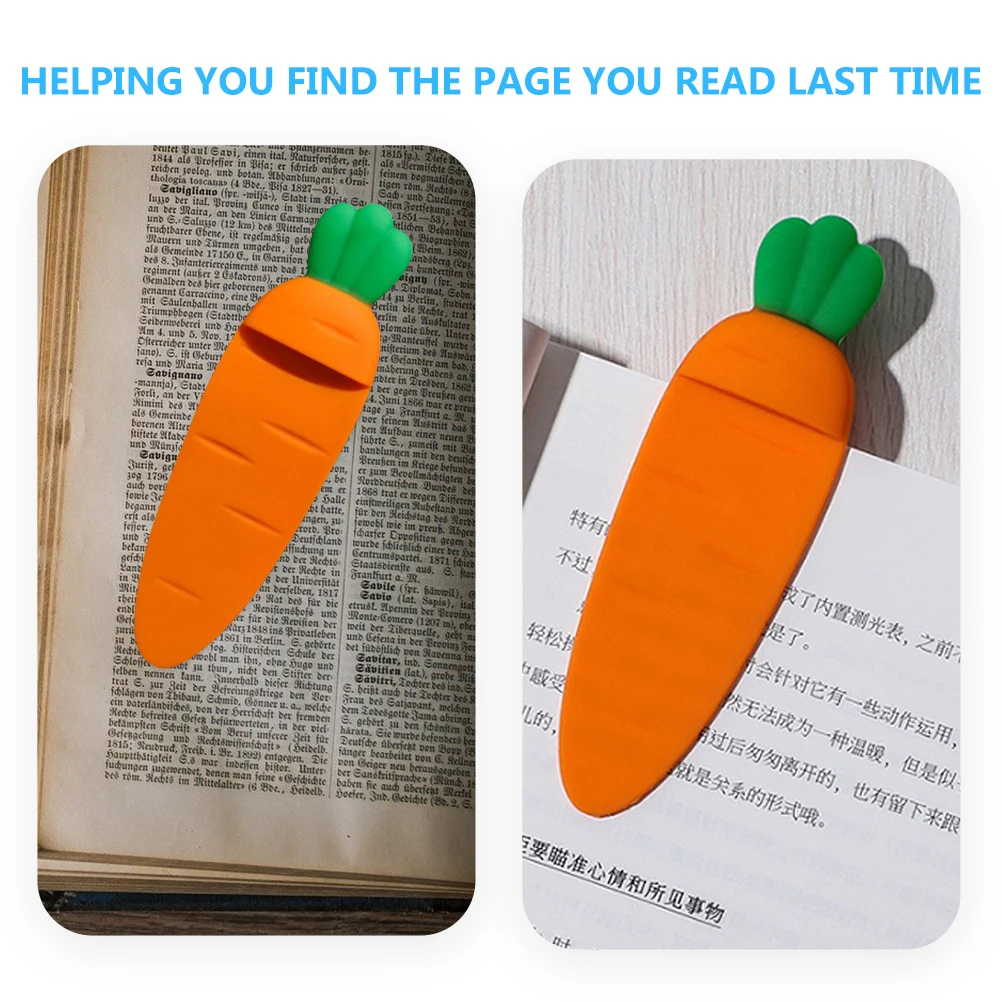 Premium Carrot Shape Creative Book Page Marker Silicone Book Decor For Students Kids Gift Adorable Small Lightweight 3D