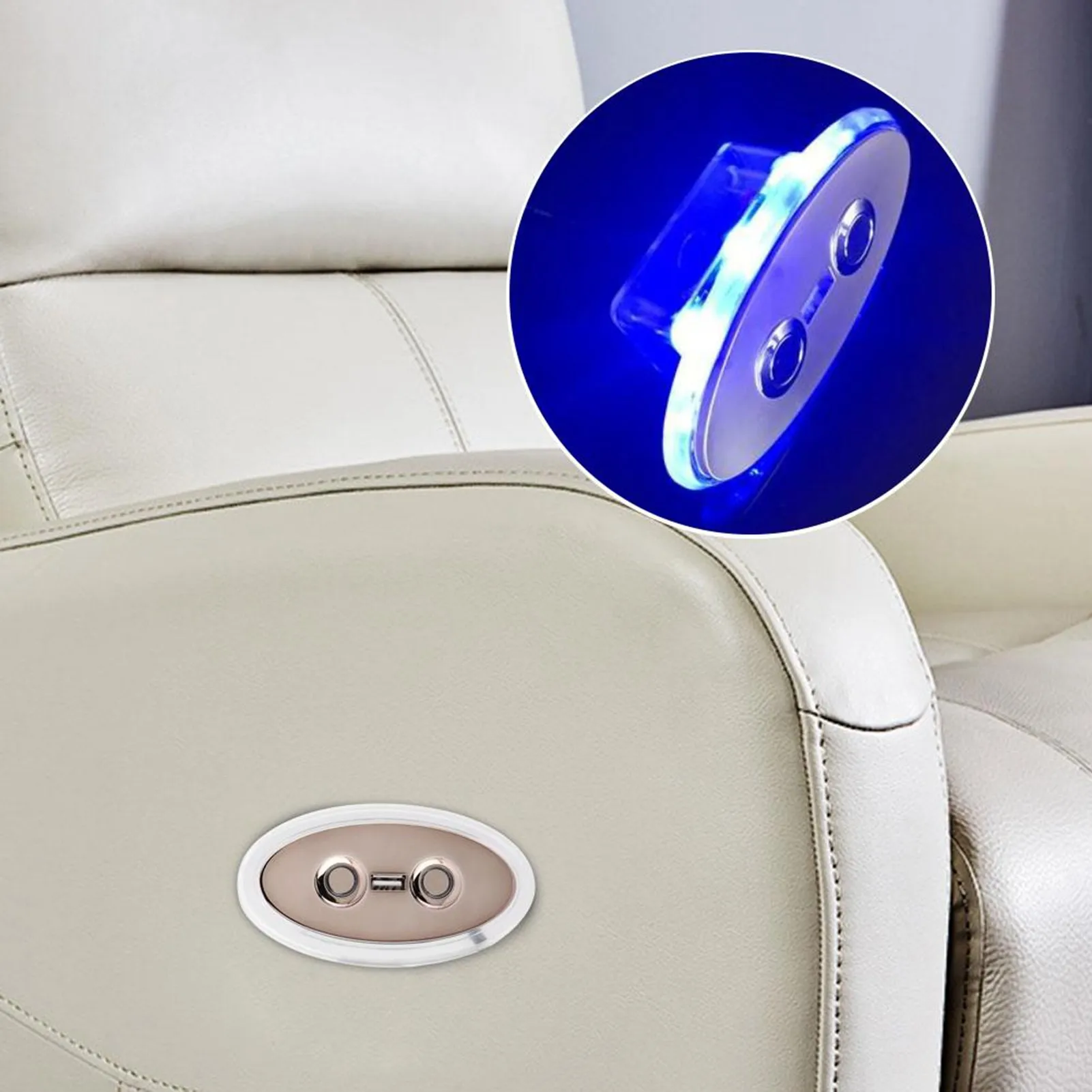 LED Backlight 2 Button Electric Sofa Hand Control Switch Sofa Controller with USB Port Input 12‑29V USB Output 5V‑2A