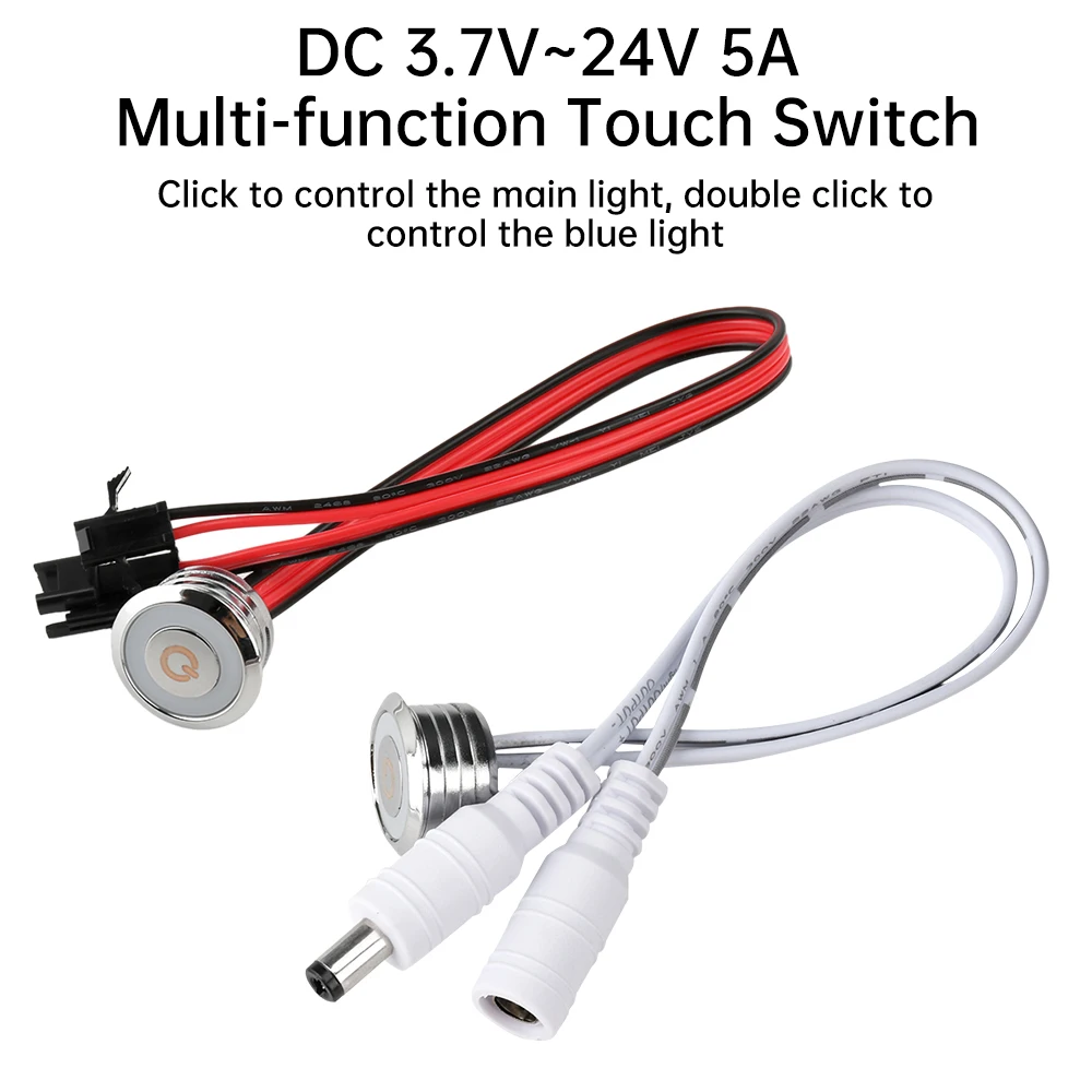 Multi-Touch Smart Switch DC 3.7-24V 60W/100W Dimming Memory Mode Embedded Design Click/Long Press/Double-Tap Control