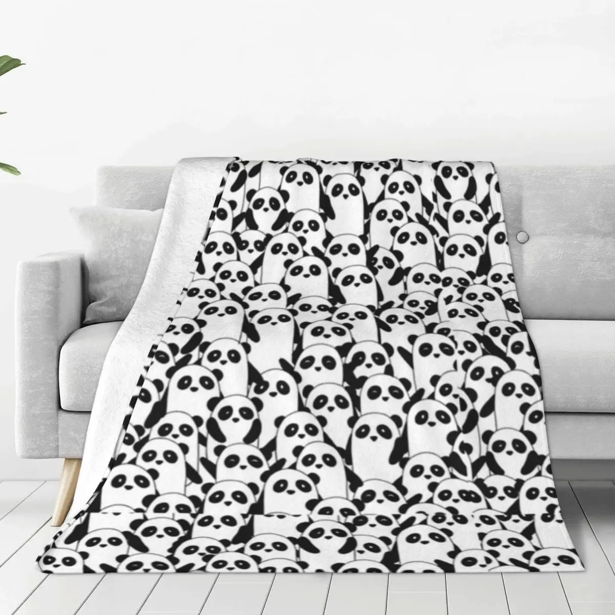 Pandamonium Cartoon Animal Blanket Panda Nature Modern Flannel Awesome Warm Throw Blanket for Home Restaurant Spring Autumn