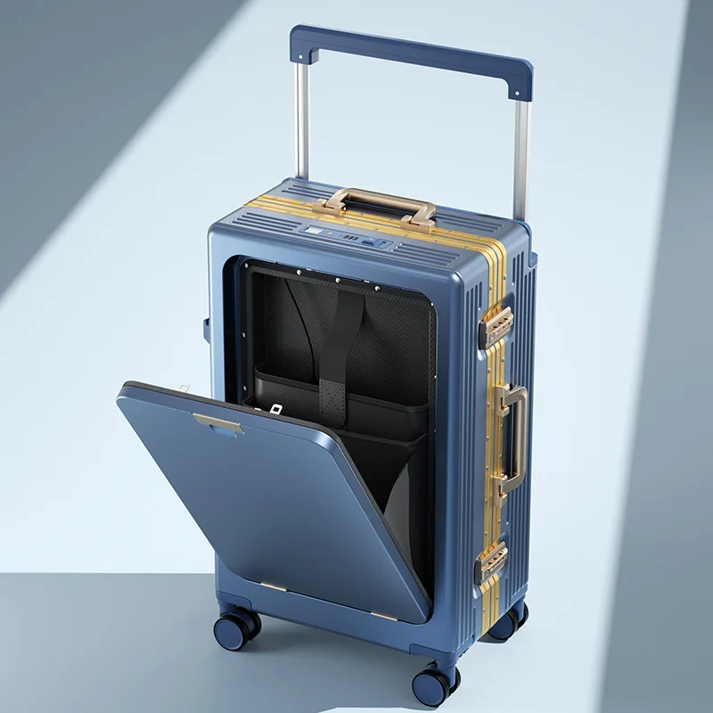 20/24/26/28 Inch Wide Trolley Luggage Front Opening Suitcase Multifunctional Business Computer Suitcase Bag Boarding Box