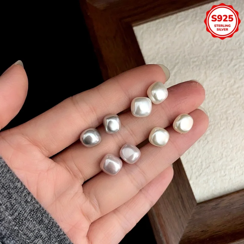 

Изысканные серьги из серебра 925 пробы с барочными бусинами в форме ракушек, универсальные, разноцветные, для женщин, ювелирные изделия высокого качества