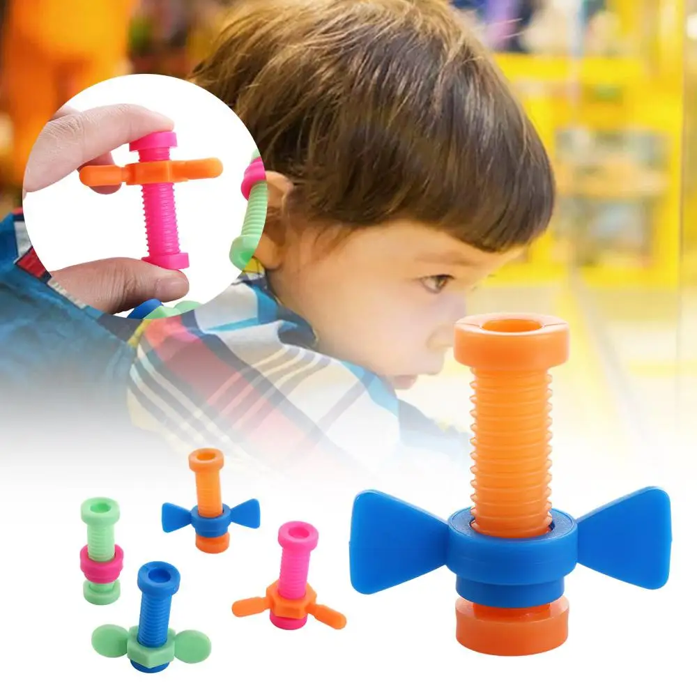 Roterende Schroef ABS Schroeven Speelgoed Kleurrijke Zintuiglijke Roterende Schroef Etuis Grappige Slider Fidget Potlood Toppers voor 4 stks/set