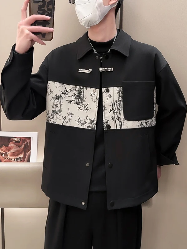 

Новая мужская одежда в китайском стиле Jaet, весна-осень Faion Splicing, высококачественная ветрозащитная верхняя одежда, подставка Long Sve