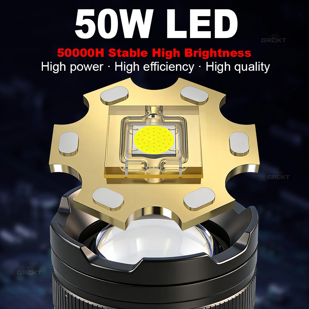 80000CD Most Powerful LED Flashlight High Power Tactical Hunting Flashlight Rechargeable Torch Outdoor Waterproof Lantern Lights view 2