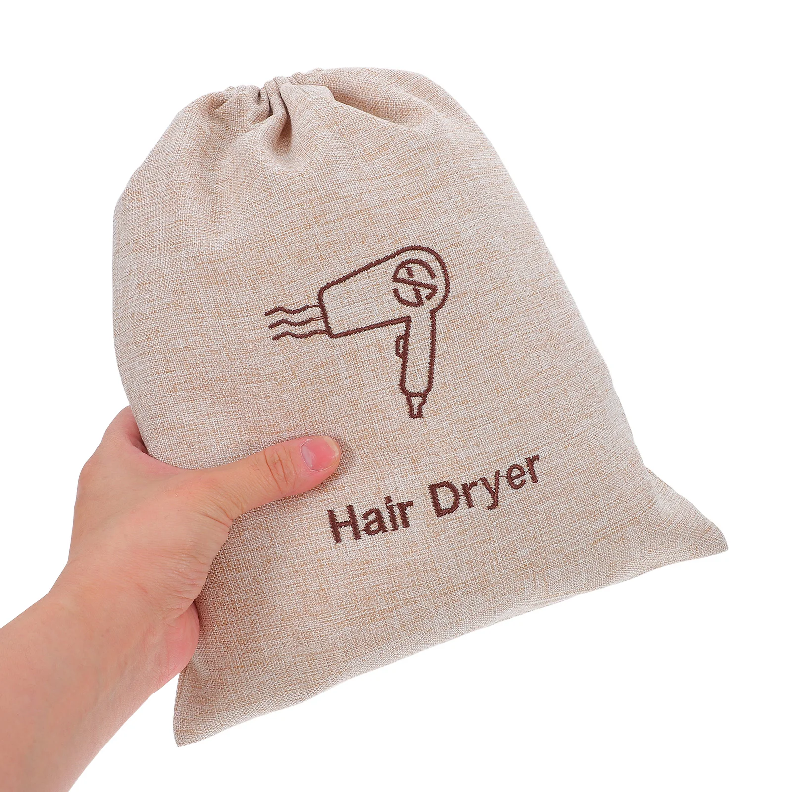 

Hair Dryer Storage Bag Durable Faux Linen Dustproof Waterproof Drawstring Travel Toiletry Pouch Blow Dryer Container Makeup Bags