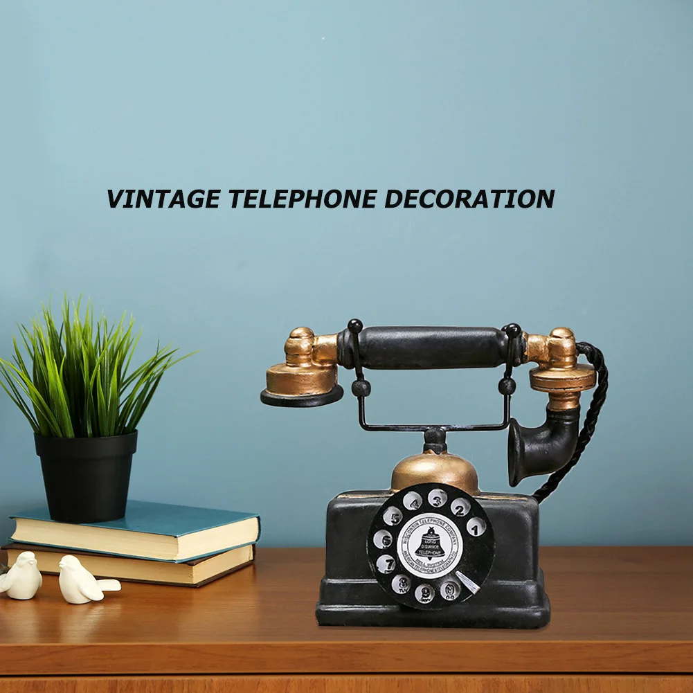 Antique Vintage Desktop Ornament Telephone Model Craft Bar Home Decoration Gift Elaborate Manufacture Prolonged