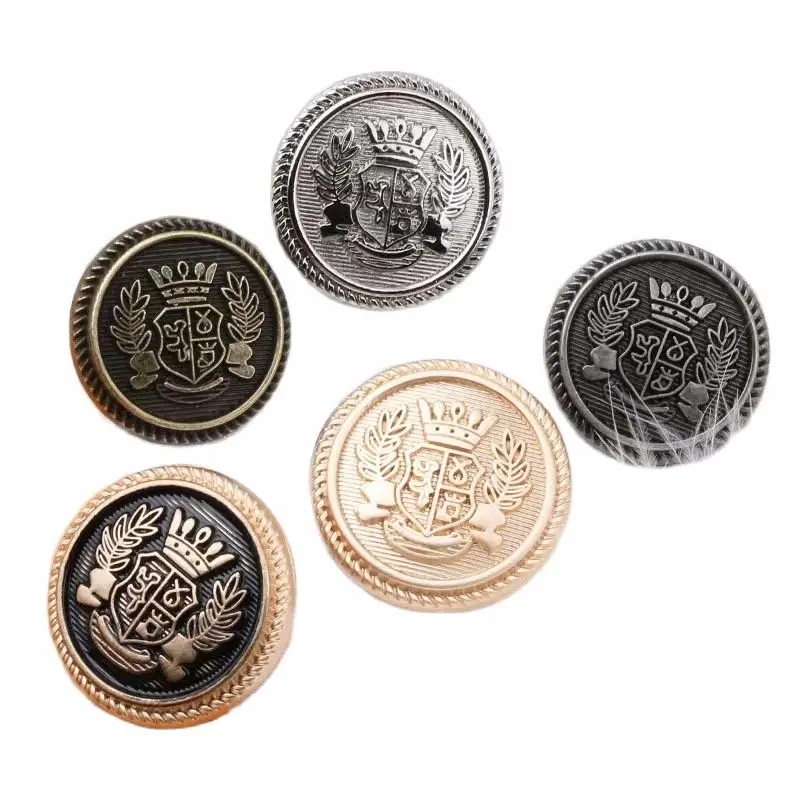 Metal Wheat Crown Buttons 20PCS Retro British Style Uniform Suit Coat College School Uniform Sewing Buttons