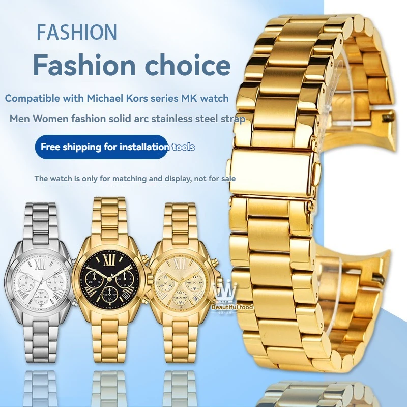 Браслет из нержавеющей стали для Michael Kors MK5798 MK5605 MK5739, сменный ремешок для часов MK, золотые часы с тремя глазами, 18 мм, 22 мм