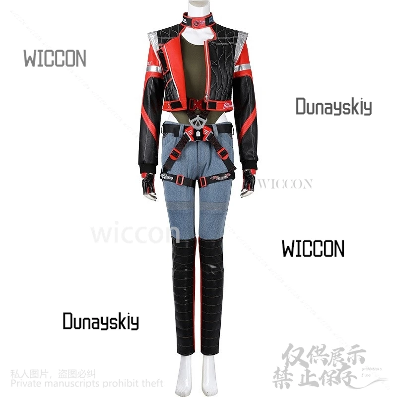 لعبة بانام بالمر كوسبلاي أنيمي سترات من الجلد باللونين الأحمر والأسود فاسق Y2K بنات موضة موحدة حزام شعر مستعار لحفلة الهالوين حسب الطلب