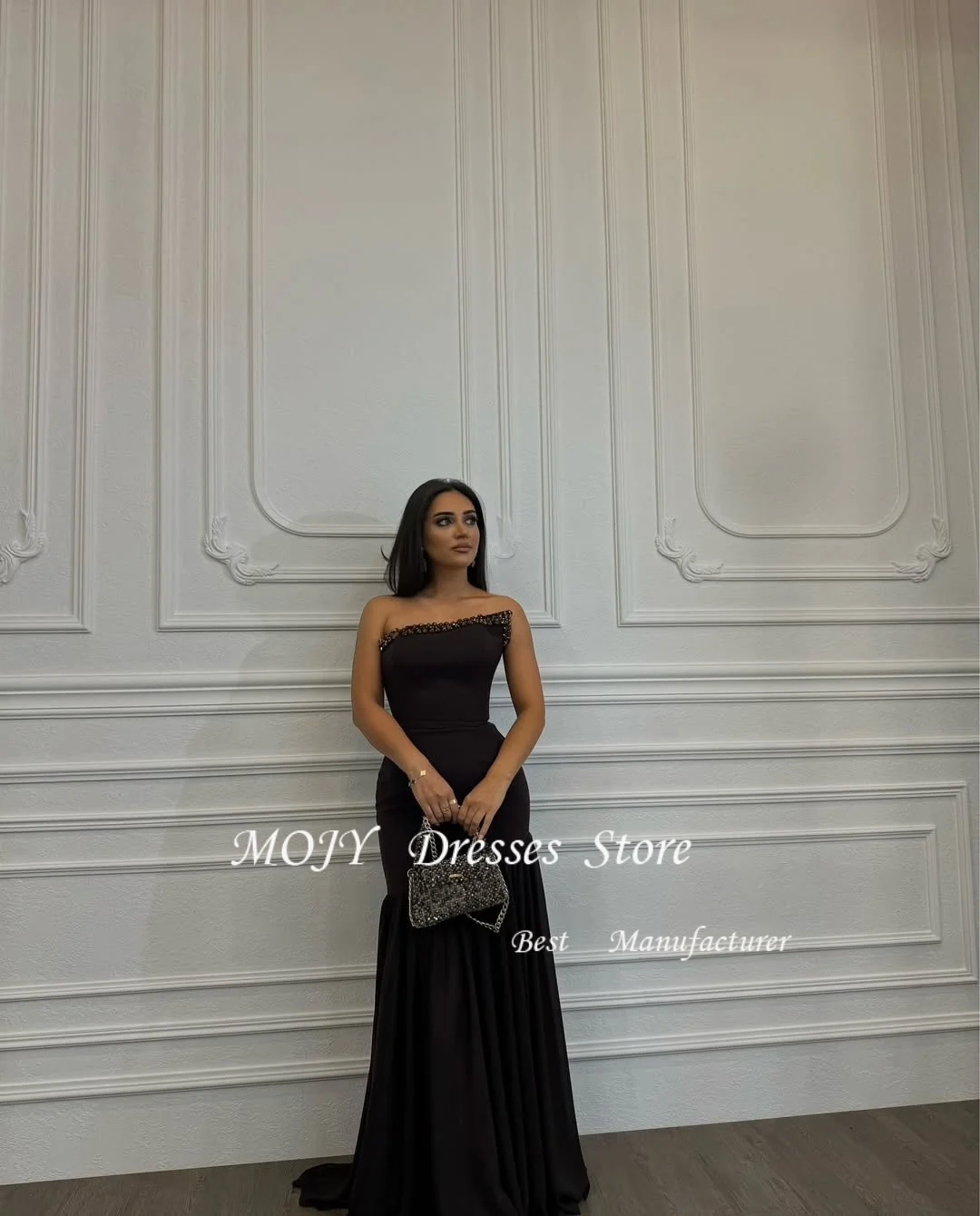 موجي مخصص مطابقة جيرسي حجر الراين الطية وشاح مستقيم فساتين طويلة حمالة فساتين مناسبة مخصصة رائعة مثير